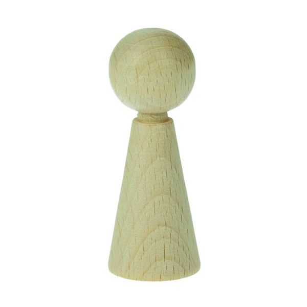 Figurenkegel mit Hals, Buche, gebleicht, 23 x H 60 mm 3 St