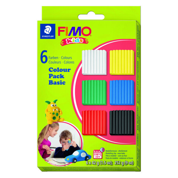 Fimo® Kids, Colour Pack - Basic, sortiert, 6 x 42 g
