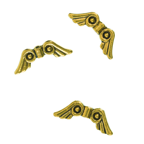 Flügel Perle Metall  gold, 10 Stk.