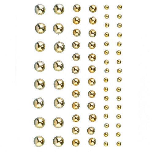 Halbperlen Acryl selbstklebend, Rund, gold glanz, 72 Stk.