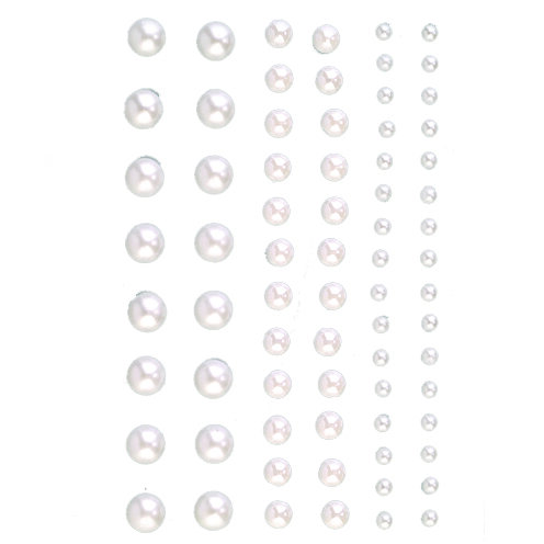Halbperlen Acryl selbstklebend, Rund, weiß perle, 72 Stk.