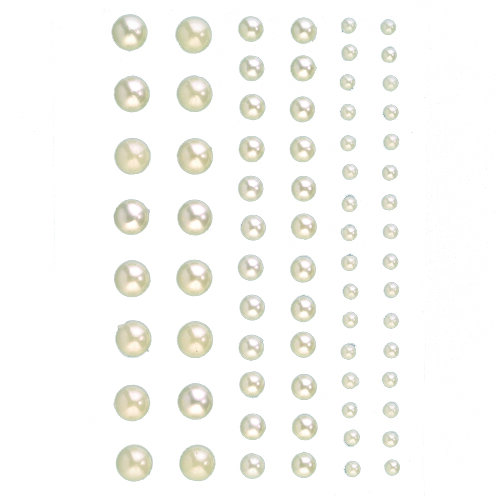 Halbperlen Acryl selbstklebend, Rund, creme perle, 72 Stk.