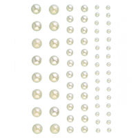 Halbperlen Acryl selbstklebend, Rund, creme perle, 72 Stk.