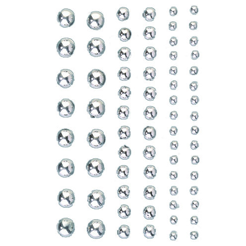 Halbperlen Acryl selbstklebend, Rund, silber glanz, 72 Stk.