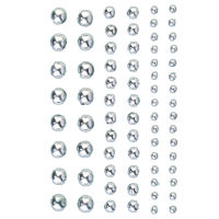 Halbperlen Acryl selbstklebend, Rund, silber glanz, 72 Stk.