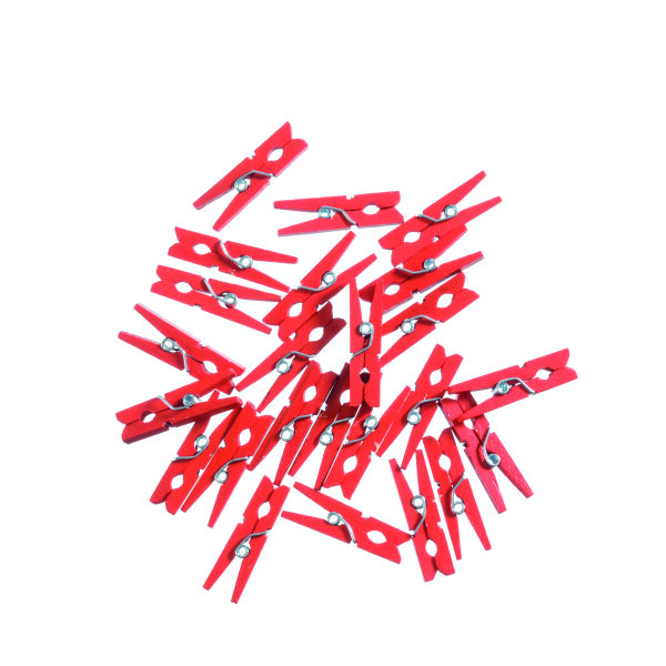 Holzklammern  rot, 30 mm 24 Stk.
