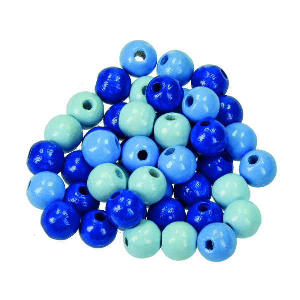 Holzperlen, Ton in Ton, blaumix, 8 mm / ø 2,3 mm 25 g