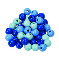 Holzperlen, Ton in Ton, blaumix, 8 mm / ø 2,3 mm 25 g