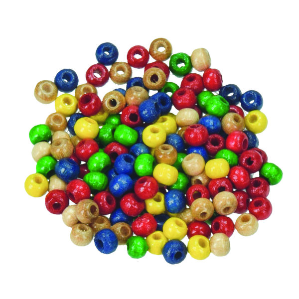 Holzperlen, 12 mm Bohr ø 3,0 mm, farbig sortiert, 30 Stk.