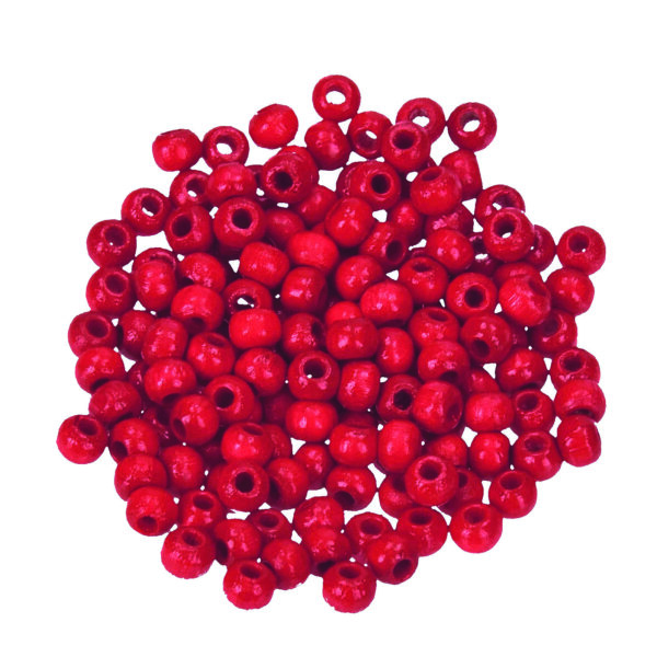 Holzperlen, 6 mm Bohr ø 2,0 mm, rot, 110 Stk.