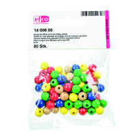 Holzperlen, 8 mm Bohr ø 2,3 mm, farbig sortiert, 80 Stk.