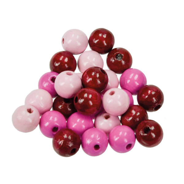 Holzperlen, Ton in Ton, pinkmix, 8 mm / ø 2,3 mm 25 g