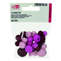 Holzperlen, Farb-Formen-Mix, pinkmix, 25 Stk.