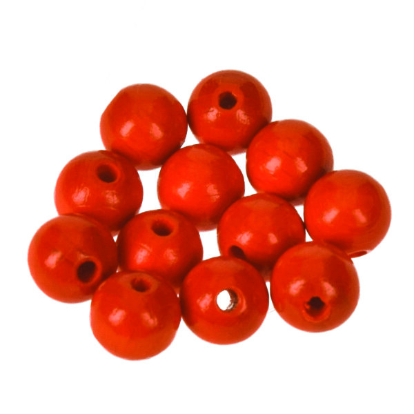 Holzperlen, 12 mm Bohr ø 3,0 mm, orange, 30 Stk.