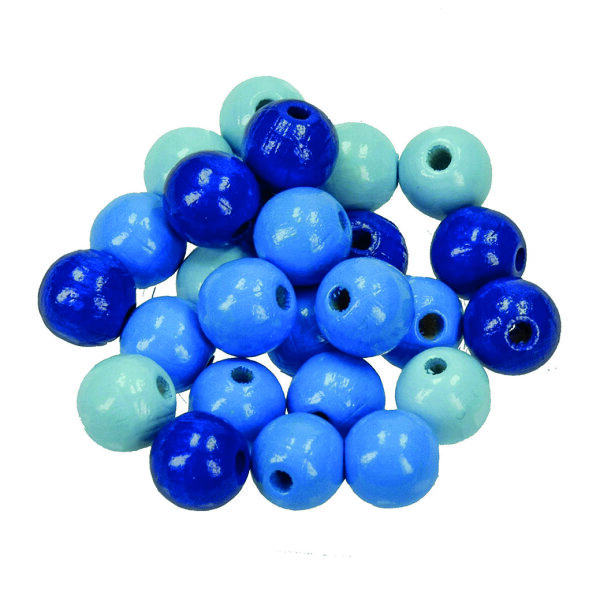 Holzperlen, Ton in Ton, blaumix, 12 mm / ø 3,0 mm 25 g
