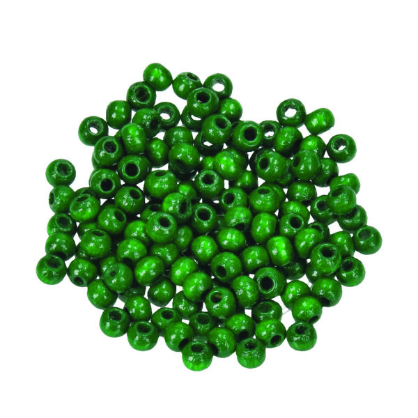 Holzperlen, 6 mm Bohr ø 2,0 mm, dunkelgrün, 110 Stk.
