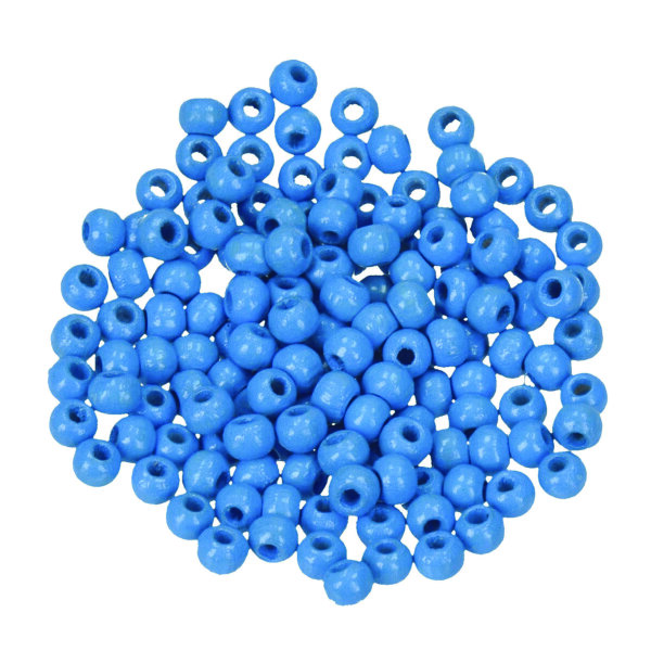 Holzperlen, 8 mm Bohr ø 2,3 mm, hellblau, 80 Stk.