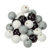 Holzperlen Ton in Ton schwarz-weiß Mix 25 g / ~ 40...